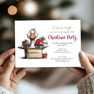 Lustiges Weihnachten Lustige Gans Whimsical Cartoo Einladung