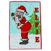 Lustiges Weihnachten Sankt Elfie Mittlere Geschenktüte (Vorderseite)