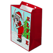Lustiges Weihnachten Sankt Elfie Mittlere Geschenktüte (Rückseite Schrägansicht)