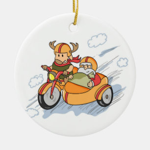 Lustiges Weihnachten, Sankt Pferdeschlitten Keramikornament