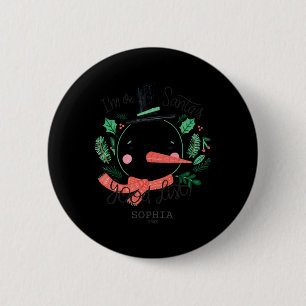 Lustiges Weihnachten Schneemann Santas Gute Liste  Button
