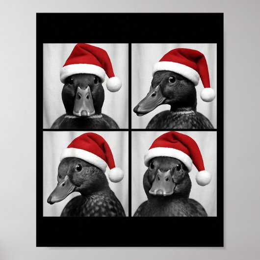 Lustiges Weihnachten Stockente Weihnachtsmann Foto Poster (Vorne)