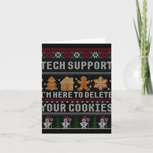 Lustiges Weihnachten Tech Support Computer T-Shirt Karte (Vorderseite)