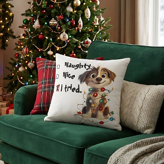 Lustiges Weihnachten Unartig oder Artig Hundekisse Kissen