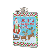 Lustiges Weihnachten | Weihnachtsmann, der durch Flachmann (Links)