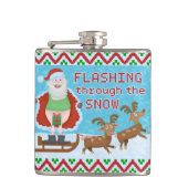 Lustiges Weihnachten | Weihnachtsmann, der durch Flachmann (Vorderseite)