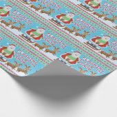 Lustiges Weihnachten | Weihnachtsmann, der durch Geschenkpapier (Ecke)