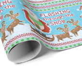 Lustiges Weihnachten | Weihnachtsmann, der durch Geschenkpapier (Rolleneckpunkt)