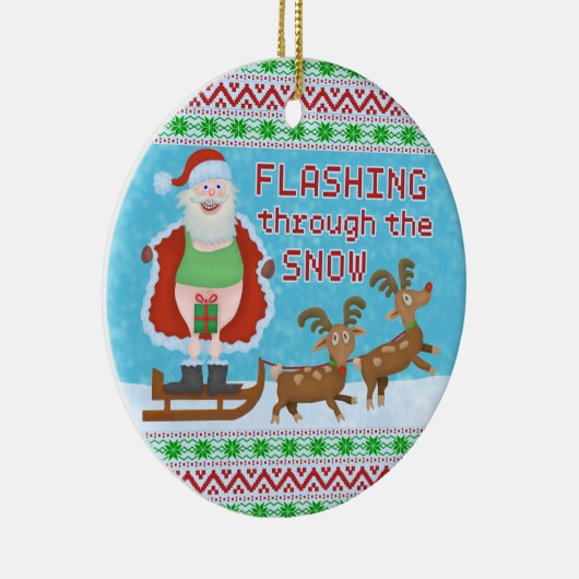 Lustiges Weihnachten | Weihnachtsmann, der durch Keramikornament (Rechts)