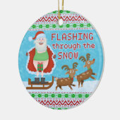 Lustiges Weihnachten | Weihnachtsmann, der durch Keramikornament (Links)