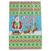 Lustiges Weihnachten | Weihnachtsmann, der durch Mittlere Geschenktüte (Rückseite)