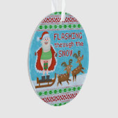 Lustiges Weihnachten | Weihnachtsmann, der durch Ornament (Vorderseite)