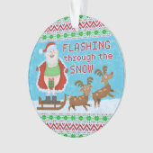 Lustiges Weihnachten | Weihnachtsmann, der durch Ornament (Vorderseite)