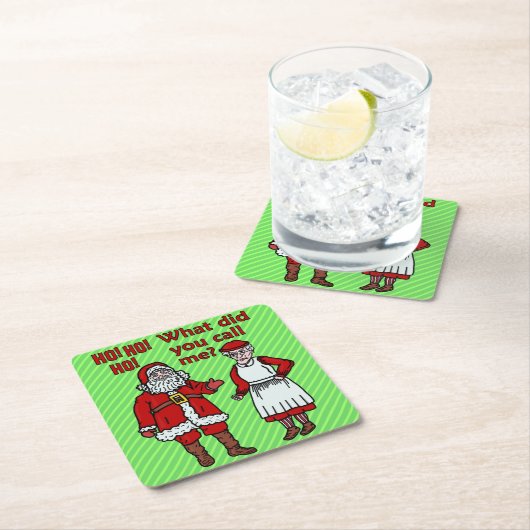 Lustiges Weihnachten Weihnachtsmann u. Frau Rechteckiger Pappuntersetzer (Vor Ort)