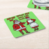 Lustiges Weihnachten Weihnachtsmann u. Frau Rechteckiger Pappuntersetzer (angewinkelt)
