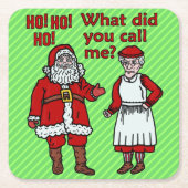 Lustiges Weihnachten Weihnachtsmann u. Frau Rechteckiger Pappuntersetzer (Vorderseite)
