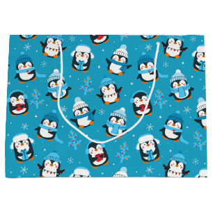 Lustiges Weihnachten Winter Pinguine Große Geschenktüte