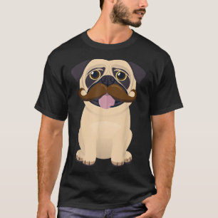 Lustiges Weihnachten Xmas Pug-Hund-Schnurrbart-Kin T-Shirt