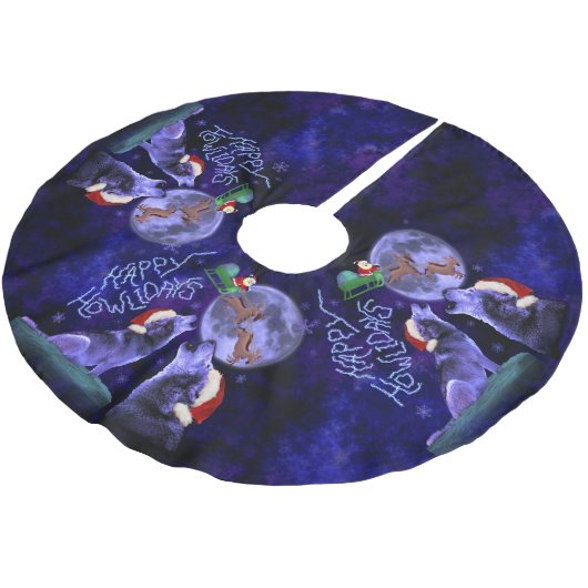 Lustiges Weihnachtenglückliches Howlidays Polyester Weihnachtsbaumdecke (Schrägansicht)