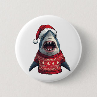 Lustiges Weihnachts-Hai-Hässliches-Schwester-T-Shi Button