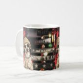Lustiges Weihnachts-Hund trinkt Bubble Tea Kaffeetasse (Vorderseite Links)
