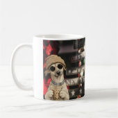 Lustiges Weihnachts-Hund trinkt Bubble Tea Kaffeetasse (Links)