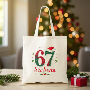 Lustiges Weihnachts-Meme Sechs Sieben 67 6 7 Feier Tragetasche
