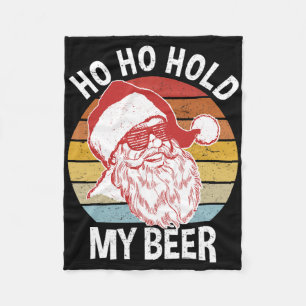 Lustiges Weihnachts-Shirt Hipster Santa Ho Ho Halt Fleecedecke