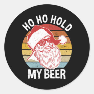 Lustiges Weihnachts-Shirt Hipster Santa Ho Ho Halt Runder Aufkleber