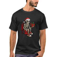 Lustiges Weihnachts-Skelett-T-Shirt: Santa-Schädel
