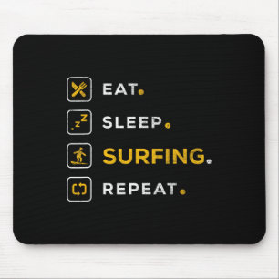 Lustiges Weihnachts-Surf-Geschenk Essen Schlafen S Mousepad