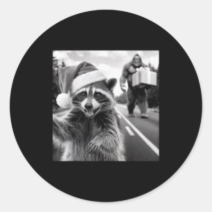 Lustiges Weihnachts-Waschbär-Shirt Waschbär-Selfie Runder Aufkleber