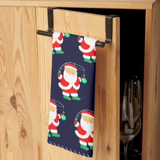 Lustiges Weihnachtsangeln Geschirrtuch (Drittel gefaltet)