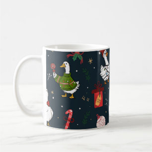 Lustiges Weihnachtsenten Nahtloses Muster Kaffeetasse