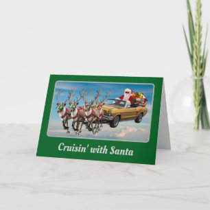 Lustiges Weihnachtsfest mit Santas Cabrio Karte