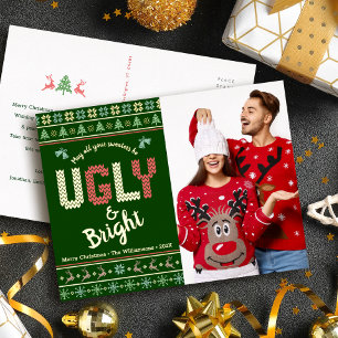 Lustiges Weihnachtsfoto Nordischer hässlicher Pull Folien Feiertagspostkarte