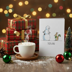 Lustiges Weihnachtsgruß-Karten-Motiv mit Schneeman Feiertagskarte