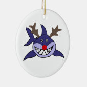 Lustiges Weihnachtshaifisch-Ren Keramikornament (Rechts)