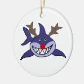 Lustiges Weihnachtshaifisch-Ren Keramikornament (Links)