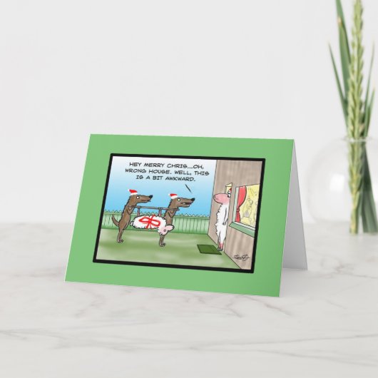 Lustiges Weihnachtskarten-Unrecht-Party Feiertagskarte (Vorderseite)