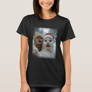 Lustiges Weihnachtskatze-Selfie-Santa-Hut-Design T-Shirt