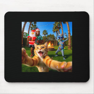 Lustiges Weihnachtskatzen-Selfie mit Bigfoot &amp; Mousepad