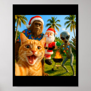 Lustiges Weihnachtskatzen-Selfie mit Bigfoot &amp; Poster