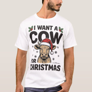 Lustiges Weihnachtskuh Vintage-Feiertags-Shirt-Des T-Shirt
