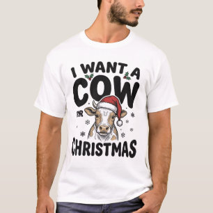 Lustiges Weihnachtskuh Vintage-Feiertags-Shirt-Des T-Shirt