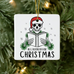 Lustiges Weihnachtslesegerüst Buchliebhaber-Gesche Keramikornament