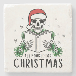Lustiges Weihnachtslesegerüst Buchliebhaber Steinuntersetzer