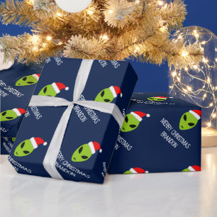 Lustiges Weihnachtsmann-alien Geschenkpapier