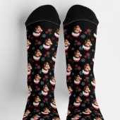 Lustiges Weihnachtsmann-Gesicht Foto & Schneeflock Socken (Oben)