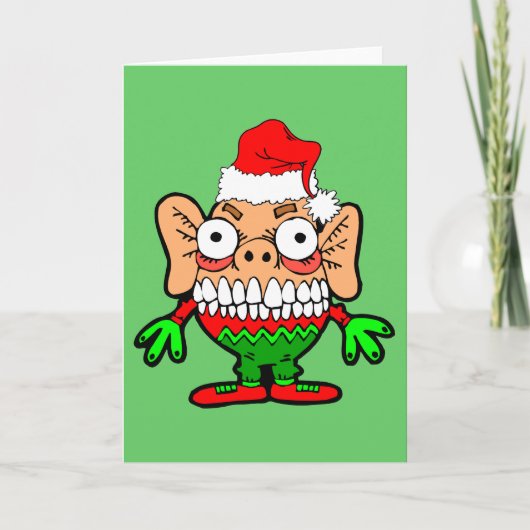 Lustiges Weihnachtsmonster Feiertagskarte (Vorderseite)
